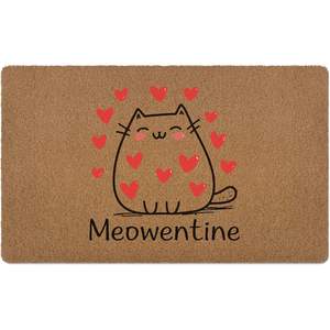 Valentines <b>Cat</b> <b>Door</b> <b>Mat</b> Square Handmade Luxury Eco-Friendly Non Slip Outdoor Welcome <b>Mat</b> Love Theme Meowentine Design - Product Image 2