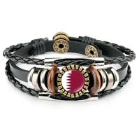 Bracelet en cuir vintage avec drapeau du Kenya, drapeaux nationaux du monde, bracelet multicouche de style punk, orné de cristaux, personnalisé