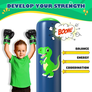 <span class=keywords><strong>Sac</strong></span> <span class=keywords><strong>de</strong></span> <span class=keywords><strong>frappe</strong></span> gonflable, <span class=keywords><strong>sac</strong></span> <span class=keywords><strong>de</strong></span> boxe pour 3 à 6 enfants, jouet dinosaure et cadeaux pour garçons et filles pour la pratique du karaté, du taekwondo - Product Image 2