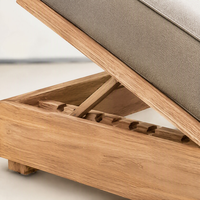 Chaise longue inclinable en teck massif imperméable pour l'extérieur - Design minimaliste moderne et mobile pour hôtel, salon, piscine, plage