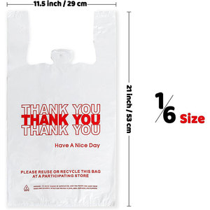 Bolsas de Compras de Plástico Tipo Camiseta con Asa, de 11x20 Pulgadas, para Supermercados y Restaurantes, con Sellado Térmico, Tipo PE, Bolsas Reutilizables - Product Image 2