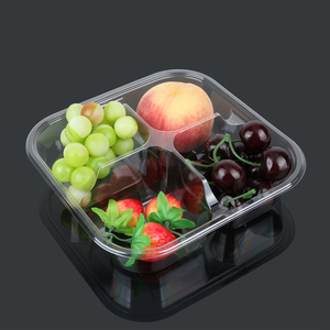 Hengmater Disposable <strong>Large</strong> Fruit 4 Compartment Food Cheap <strong>Plastic</strong> <strong>Tray</strong> with Lid - Product Image 2
