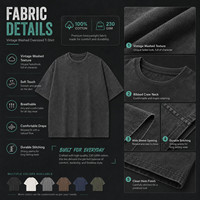 Camiseta Oversize Vintage con Estampado Personalizado al por Mayor, 230GSM, 100% Algodón, Lavado Ácido, Camiseta Lisa de Alto Gramaje, OEM ODM para Hombre