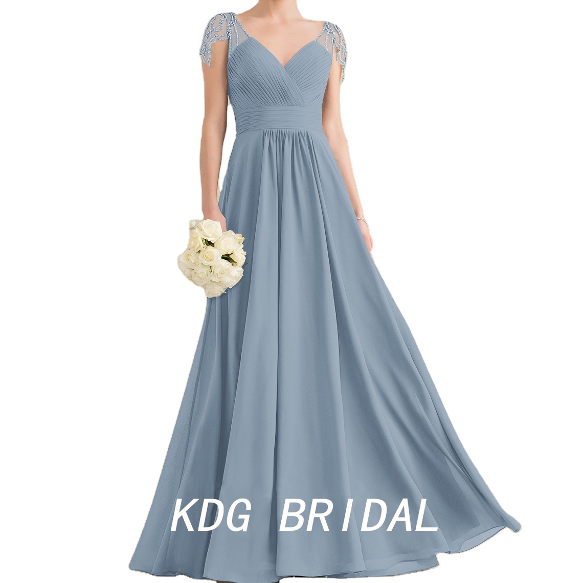 blue dress for baby girl Kamila Tulle Maxi Dress - Dusty Blue Floral main image 0