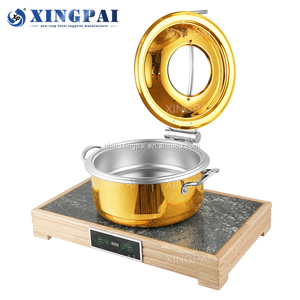 XINGPAI Fournitures de Restauration Chauffe-Plat Électrique Rond Or En Acier Inoxydable Chauffe-Plat <span class=keywords><strong>Buffet</strong></span> Ensemble De Luxe - Product Image 3