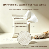 Lingettes biodégradables 100 % végétales pour pattes d'animaux, eau purifiée EDI, formule douce pour le nettoyage quotidien des chiens et des chats, emballage souple portable