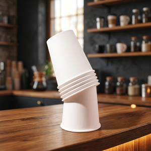 Gobelets en papier blancs à paroi simple de 7 oz (210 ml) – jetables pour boissons chaudes, diamètre 90 mm, en pâte vierge - Product Image 1