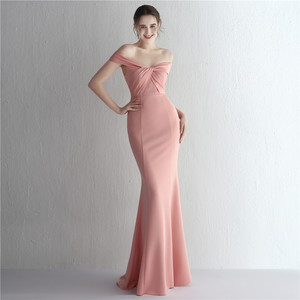 19229 #   Nuevo Vestido de Satén Delgado con Hombros Descubiertos, Largo, Estilo Cola de Pez, para Gala, Cena, <span class=keywords><strong>Boda</strong></span>, Desfile de Modelos y Eventos de Debutantes - Product Image 5
