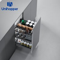 Unihopper Quincaillerie de cuisine : Tiroir à épices coulissant à deux niveaux en verre, multifonctionnel, avec fermeture amortie