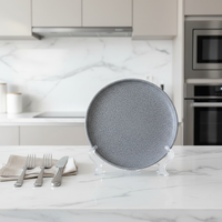 Service de table contemporain en grès gris |   Assiettes, bols et tasses |   Céramique de qualité supérieure |   Résistant au four, anti-fuite et compatible micro-ondes