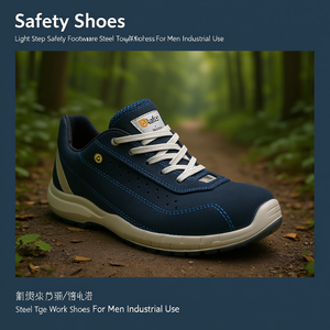 TTAKE Light Step Safety Steel Toe <b>Work</b> <b>Shoes</b> Suede Upper Breathable Mesh Lining Rubber Outsole for <b>Men</b> Industrial Use - Product Image 3