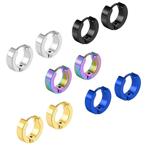 Stainless Steel Hoop <b>Earrings</b> 12 Pairs Colorful Simple Korean Style <b>Stud</b> <b>Earring</b> Sets For Women Fashion Jewelry - Product Image 3