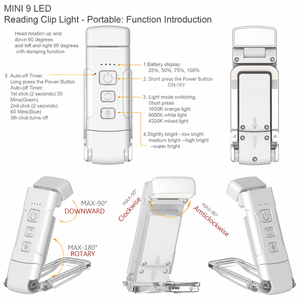 Portable <b>Rechargeable</b> Book <b>Light</b> Clip-on LED <b>Reading</b> Lamp Eye-Caring Bookmark <b>Light</b> for Night <b>Reading</b> - Product Image 5