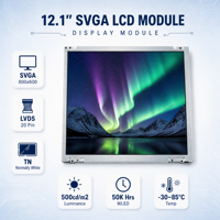 12,1 Zoll Industrielles TFT LCD Panel 800x600 SVGA LVDS 20-Pin AUO G121SN01 V403 Weitbereichstemperatur -30~85°C Blendfreies 3H-Display
