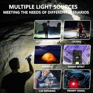 Lampe torche LED rouge et violette 1200 lumens, en acier inoxydable, avec batterie intégrée 1000 mAh, lampe stylo pour usage extérieur, chargement Type-C avec clip - Product Image 5
