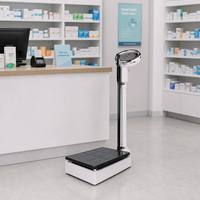 Pèse-personne mécanique avec barre de mesure de la taille (70-190 cm) et capacité de 200 kg, idéal pour les hôpitaux et les pharmacies