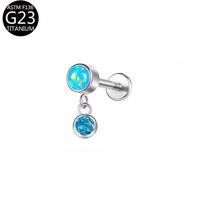 Anting Titanium F136 Hadiah Pernikahan Trendi Zirkon Model Gantung untuk Tulang Telinga, Anting Tindik Pipi, Perhiasan Tindik Tubuh