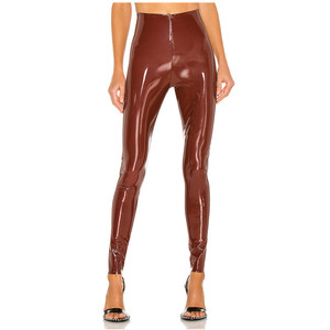 Nouveau décontracté bonne qualité personnaliser couleur taille haute Sexy mince brillant Faux <span class=keywords><strong>cuir</strong></span> <span class=keywords><strong>pantalon</strong></span> Leggings pour les femmes - Product Image 1