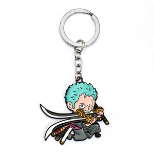 Sevimli Anime renkli Metal karabina anahtarlık Luffy Zoro kolye ve anahtarlık kolye Metal anahtarlık