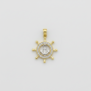 14K <b>Solid</b> <b>Gold</b> Rudder <b>Pendant</b> Anchor Necklace Sailor Charm Necklace Fine Jewellery for Women Made in Turkey - Product Image 2