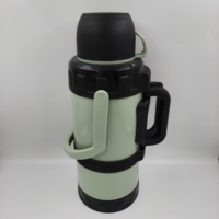 Bouilloire isotherme à double paroi en plastique de 3,2 L avec poignée sur le couvercle, pour le camping en plein air, conservation de la chaleur pendant 12 à 24 heures, réutilisable