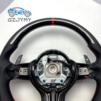 Volant en fibre de carbone pour BMW M3 G80 G82, cuir perforé, logo tricolore, surpiqûres personnalisées, amélioration sportive de course