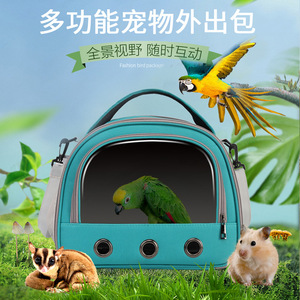 Sac de transport transparent pour animaux de compagnie en tissu Oxford, capacité 3-5 kg, sac à bandoulière portable pour hamster, perroquet, voyage, bleu clair, bleu vert - Product Image 5