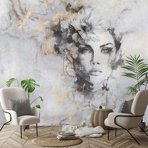 Papier peint mural imperméable vintage <span class=keywords><strong>abstrait</strong></span> avec portrait féminin, texture béton, <span class=keywords><strong>visage</strong></span> <span class=keywords><strong>de</strong></span> <span class=keywords><strong>femme</strong></span>, pour salon et chambre à coucher - Product Image 3