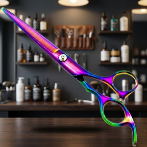 กรรไกรตัดผมสเตนเลสมือขวาเคลือบสีรุ้งเป็นมิตรต่อสิ่งแวดล้อม - Product Image 3