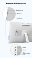 Écran capacitif 27 pouces Android 15, 6 Go de RAM, 128 Go de ROM, 1080P IPS, Tableau numérique intelligent portable, Affichage numérique 60Hz, Blanc, Nouveau, USB