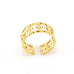 Geometric Gold Openwork Stainless Steel Ring For Women Gift Jewelry - Product Image 5