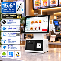 Sistem POS All-in-One Monitor Layar Sentuh Kapasitif 15 Inch Terminal POS untuk Restoran