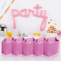 Caja Misteriosa Rosa Intenso de Cartón Degradable, Caja para Comida de Color, Tamaño Personalizado, Logotipo, Cumpleaños, Juguete, con Asas