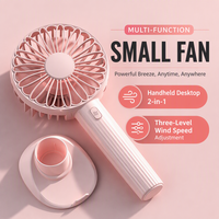 Ventilateur de bureau portable mini personnalisé en gros d'usine, rechargeable par USB, 3 vitesses, avec support pour téléphone