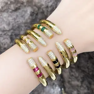 Open Simple Adorable Vintage Cubic Zirconia Gold Plated Fashion Jewelry Bracelets & Bangles For Women Sets Copper Cuff