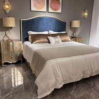 Meubles d'hôtel de luxe américains, style européen moderne rétro, lit king-size en tissu, bois massif sculpté, durable pour la chambre à coucher