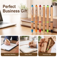 Öko-Bambus Drehkugelschreiber Stylus 2-in-1 Touchscreen-Stift mit Metallclip, Lasergravur, Individuelles Logo, Werbeartikel für Unternehmen