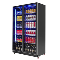 Réfrigérateur-Congélateur Commercial pour Boissons Énergétiques, Vitrine Verticale à Porte Vitrée pour Bars/Restaurants et Hôtels