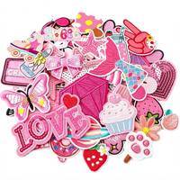 Patch brodé personnalisé rose mignon en forme de cœur, style féminin et charmant, thermocollant, vente en gros pour vestes, chapeaux et sacs