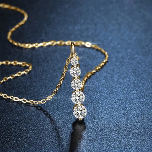 New 5-Stone DVVS1 Moissanite LuxuriousStraight Gradient V-Neck Calabash <strong>Long</strong> Collarbone Chain Fashion Pendant <strong>Necklace</strong> for Women - Product Image 3