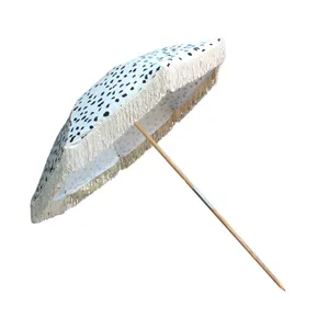 Fantastic luxury tassel Patio wooden garden outdoor Beach Umbrella