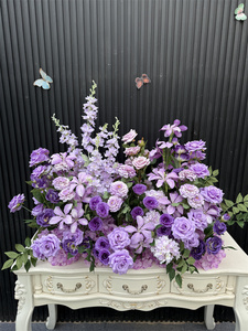 Composition florale artificielle <span class=keywords><strong>de</strong></span> style conte <span class=keywords><strong>de</strong></span> fées, couleur violette, chemin <span class=keywords><strong>de</strong></span> table long, chemin <span class=keywords><strong>de</strong></span> table en cascade pour table <span class=keywords><strong>de</strong></span> mariage - Product Image 2