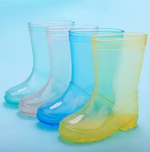 Pabrik sepatu bot hujan Glitter anak-anak PVC bening transparan kualitas tinggi dengan lampu pvc sepatu bot hujan Anak