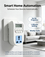 Minuteur numérique hebdomadaire programmable 7 jours avec prise de courant, interrupteur de sortie programmable, commande manuelle 24 heures pour appareils électroménagers