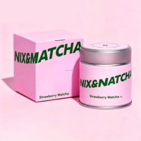 En stock, boîte ronde en métal personnalisée de 73*73 mm, hermétique, pour matcha, café et thé, 35 g, avec bouchons intérieurs et couvercles
