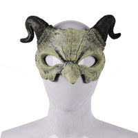 Demi-masque d'halloween, accessoires de maquillage de fête de carnaval, masque de démon de fête en corne de mouton en mousse PU