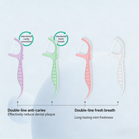 Bâtonnets de fil dentaire double fil anti-caries et haleine fraîche menthe, réduction efficace de la plaque dentaire, nettoyants interdentaires, fil dentaire au charbon