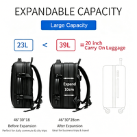 Sac à dos d'affaires multifonctionnel moderne extensible avec compartiment sec/humide, sangles de bagage, compatible unisexe, sac de voyage avec port USB