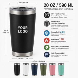 Custom Logo 20oz Vacuum <b>Insulated</b> Tumbler 304 Stainless Steel Travel <b>Mug</b> with Straw and Spill Proof Lid For Hot Cold Drinks - Product Image 4