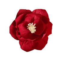 Perlengkapan dekorasi bunga kertas untuk latar belakang pesta kertas dinding daun Peony besar dengan pita DIY bola bunga kertas gantung
